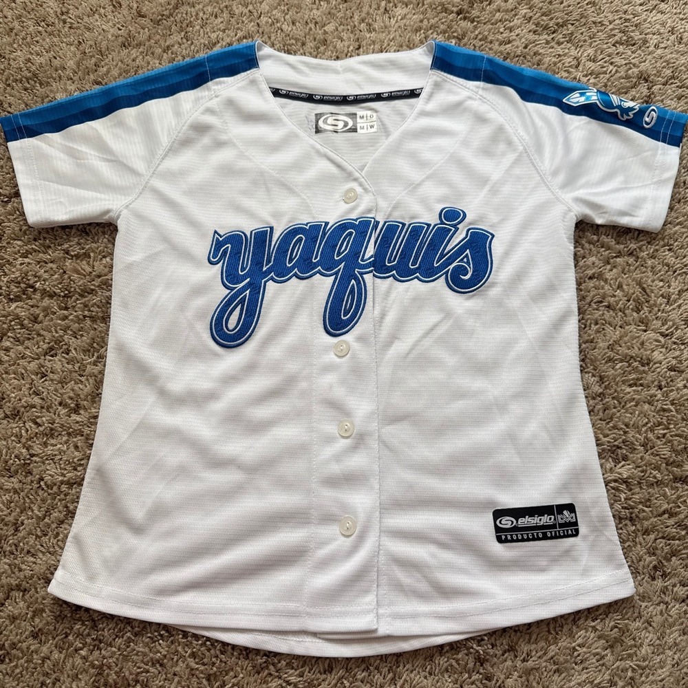 El Siglo Yaquis de Ciudad Obregon Baseball Jersey White Blue Women Medium